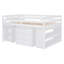 Lit mezzanine double avec bureau d'écriture rétractable et 3 tiroirs, lit mezzanine en bois avec escalier de rangement et tablettes, blanc