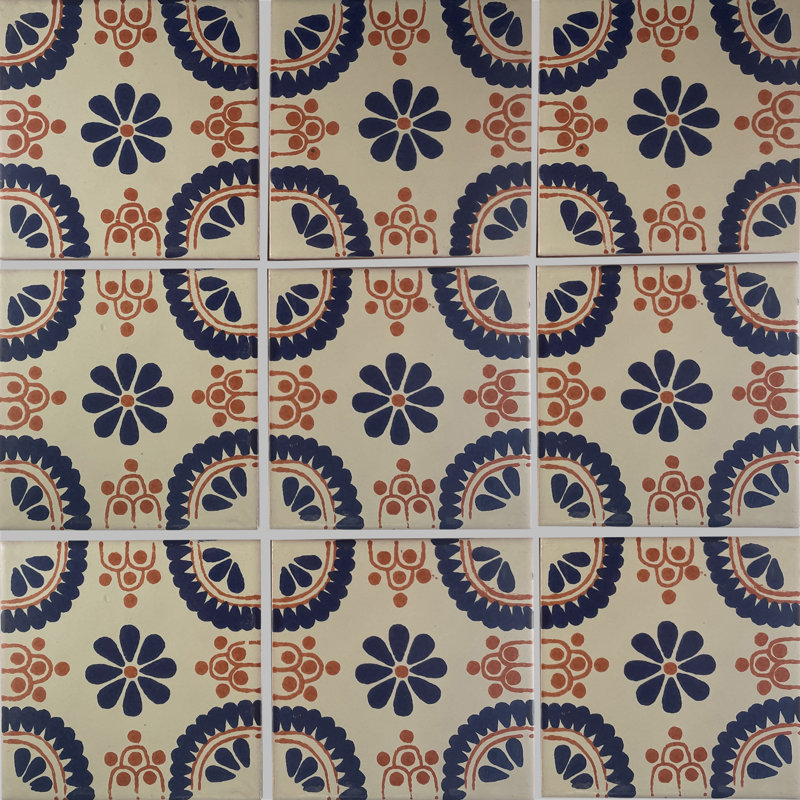 6" x 6" 4pcs TalaMex Blue Madrid Talavera Mexican Tile