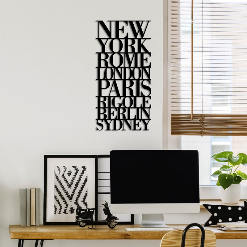 Accessoire mural décoratif en métal, H 13,80 po x l 27,60 po x P 0,80 po