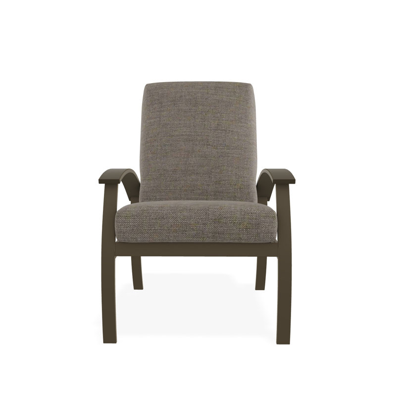 Chaise avec accoudoirs à coussin profond Belle Isle, Bois de plage, Tissage uni cendre coulée Sunbrella®