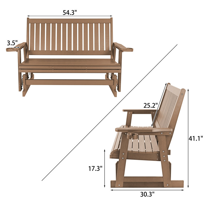 Banc oscillant 3 places en poly Lumber, Brown