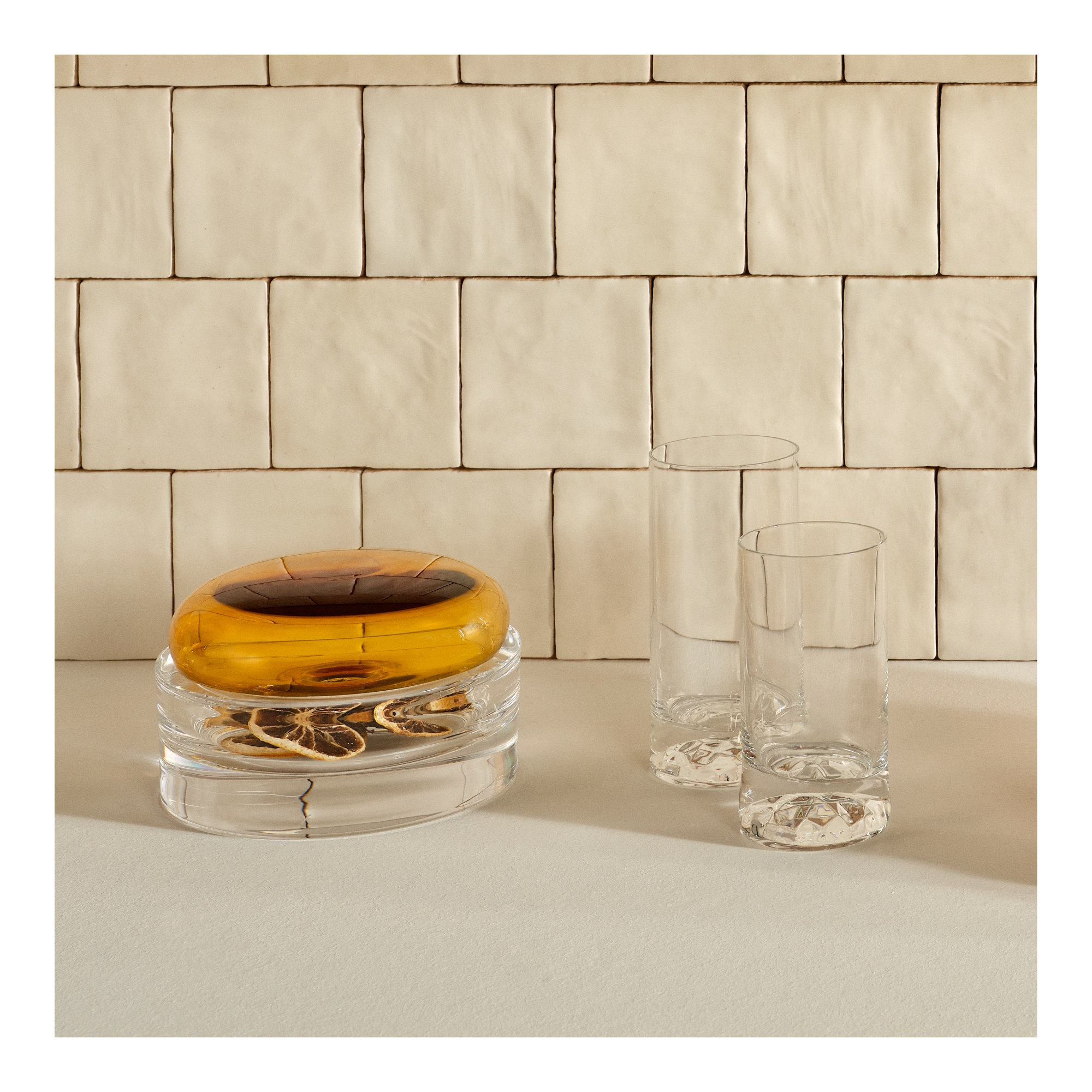 Club Set of 4 Lead Free Crystal High Ball Glasses, 14.2 Oz
