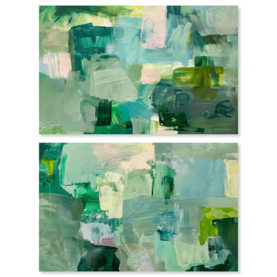 Fresh Beginning Set Canvas Set of 2 Green and Blue Art by Art Remedy