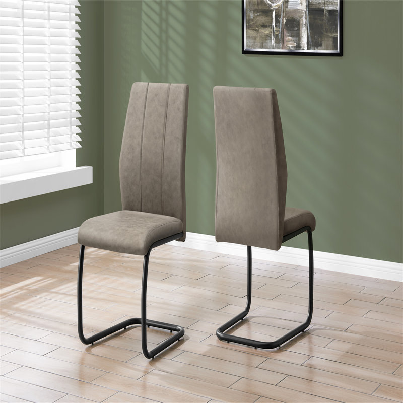 Ensemble de 2 chaises de salle à manger latérales Liam, similicuir capitonné, base en porte-à-faux, Noir, Noir