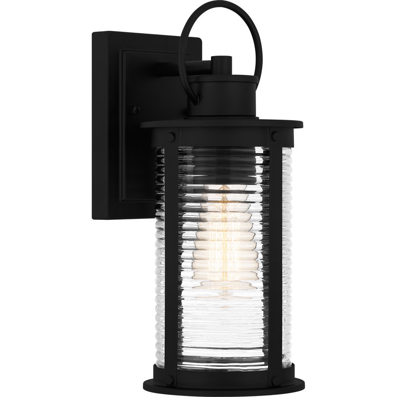 Abhiraam 1-Light Matte Black Outdoor Wall Lantern, 13.25" H x 5.5" W x 7" D