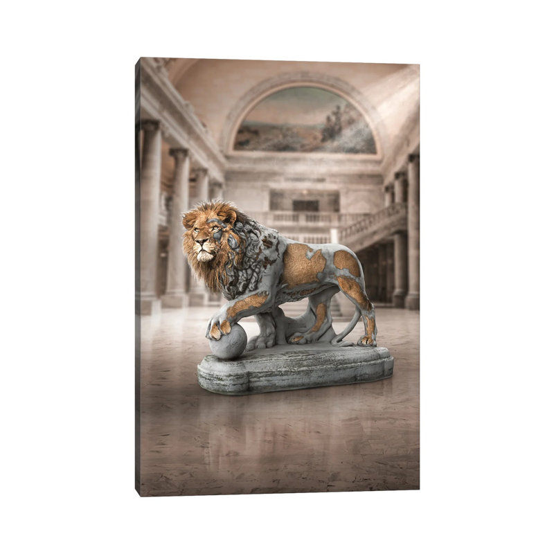 Lion Statue by Ruvim Noga - Gallery-Wrapped Canvas Giclée on Canvas, Canvas, 20.32 cm H x 30.48 cm W