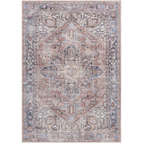 Orhideja Oriental Machine Woven Area Rug in Blue/Red