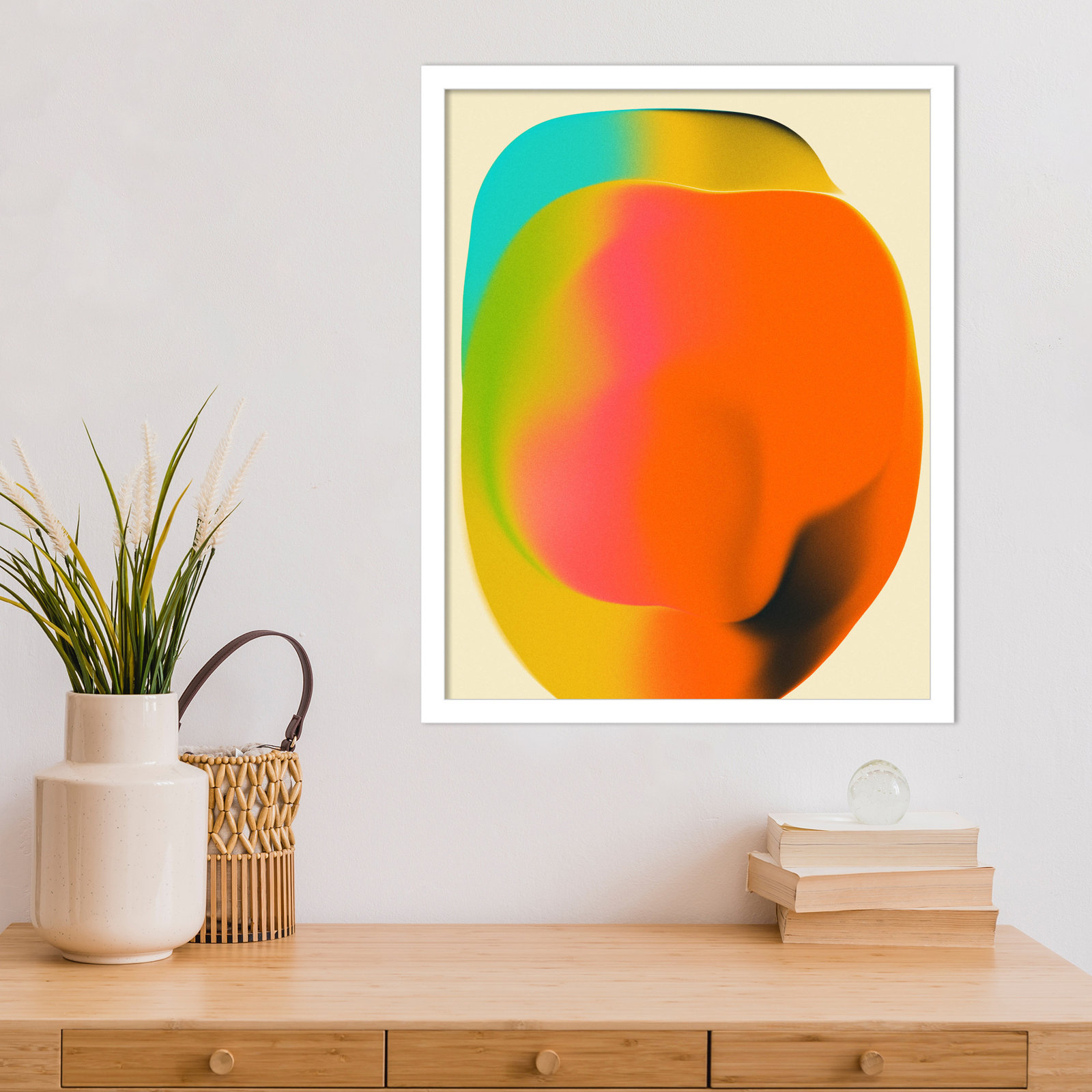 Smudge 2 by Jazzberry Blue, White Framed, 21" H x 17" W