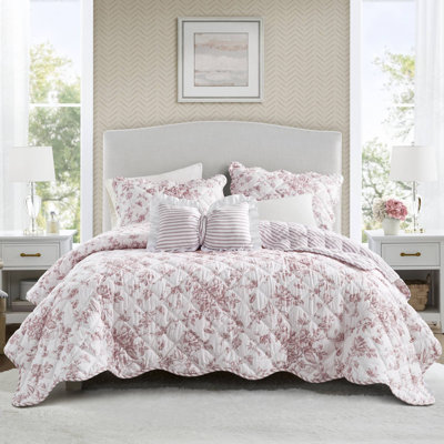 Adele Pink 4-Piece Full/Queen Quilt Set with Decorative Pillow