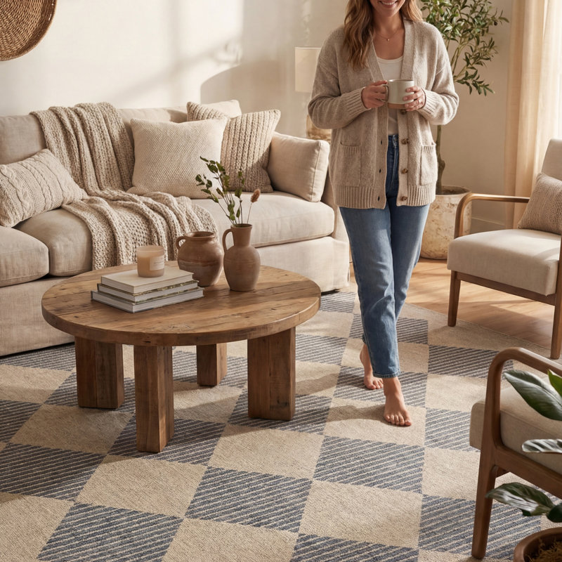Tapis lavable Evrina, Bleu, Rectangulaire 8 pi x 10 pi