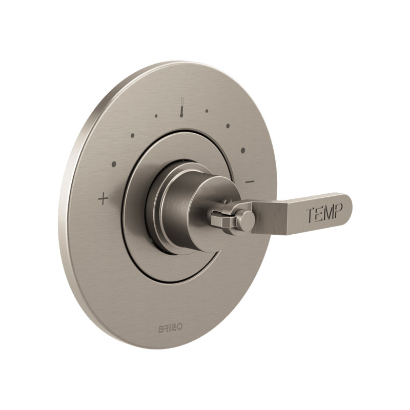 Litze Valve Trim with Handle and Mixing Cartridge, Industrial Lever, Luxe Nickel
