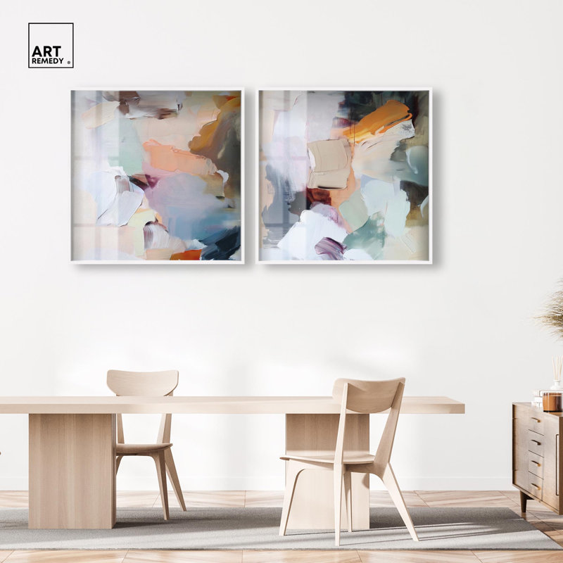«Neutral Nirvana Set Shadowbox Print Neutral Wall Decor» par Art Remedy, cadre blanc, 40 x 40, H 41 po x l 41 po, White Frame