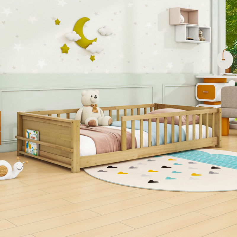 Lit simple en bois avec lattes, Naturel