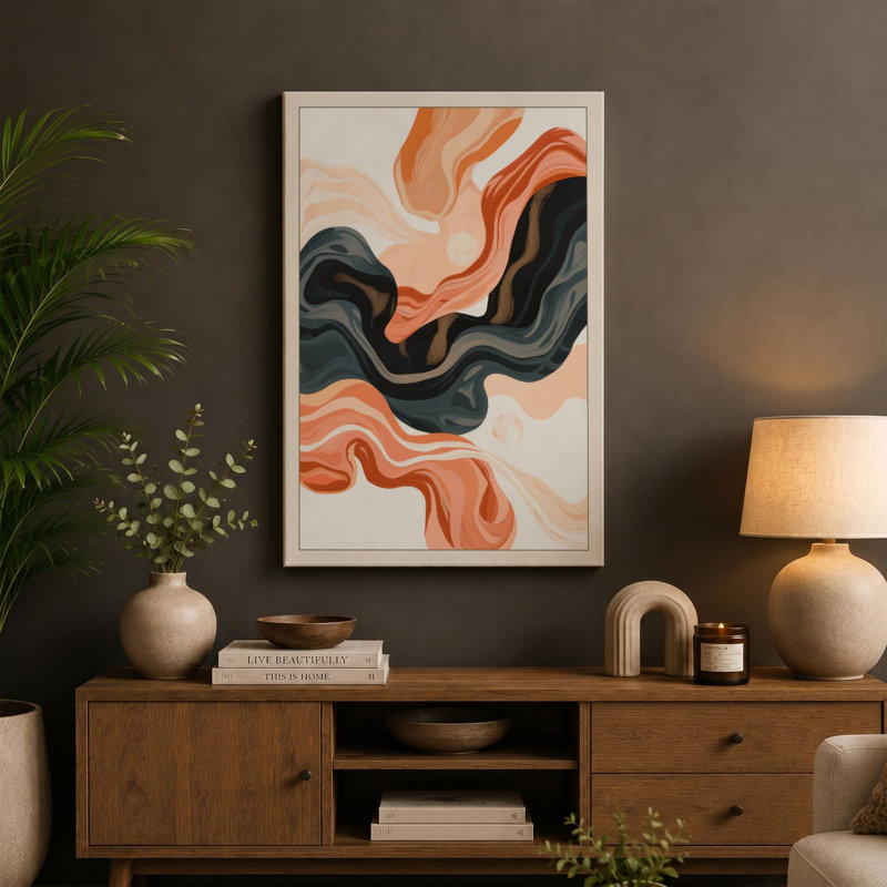 Flowing Forms Abstract - Wrapped Canvas, 24x16 - 61.0 x 40.6 cm, White Border