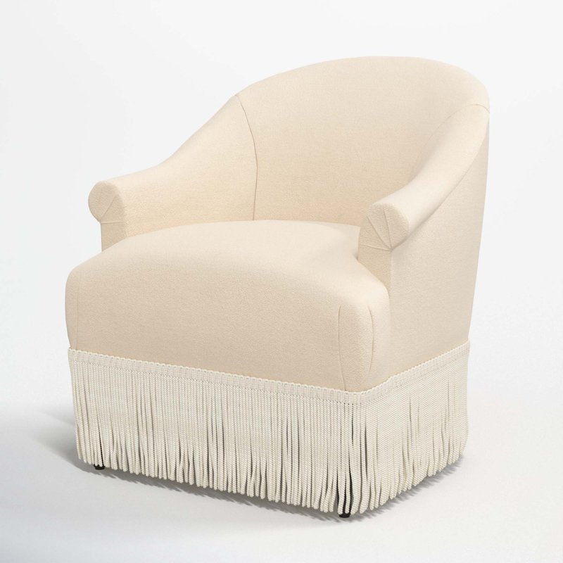 Fauteuil à oreilles Callie, Velours performance perle classique, Ivoire