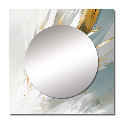 Derrek - Gold and Cream Mosaic Echoes Cubism Square Mirror For Wall Art Decor