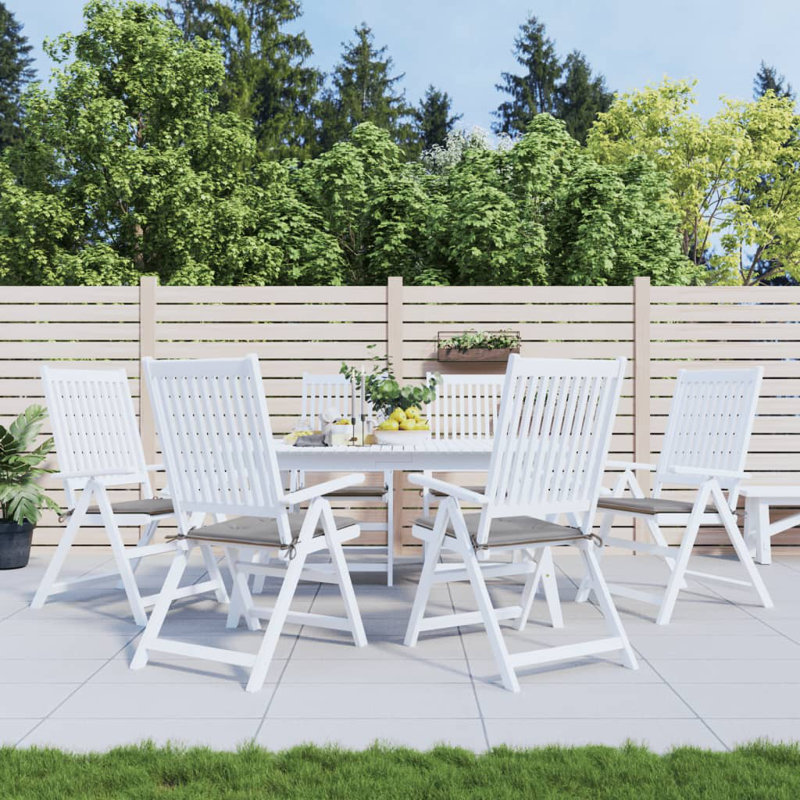Chair Cushion Set of 6 Grey Oxford Fabric 100 Percent Polyester Patio Chair Pads, 19.7" H x 19.7" W x 1.2" D, Fabric - Gray