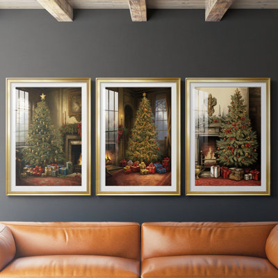 Christmas Holiday Art DVII - Impression encadrée sur mesure de qualité supérieure - 3 pièces