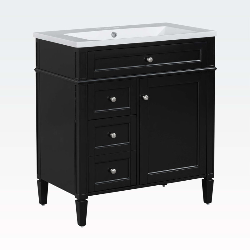 30'' Bathroom Vanity with Top Sink, Black