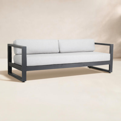 Georgie 89.96'' Wide Powder Coated Aluminum Patio Sofa with Sunbrella® Cushions