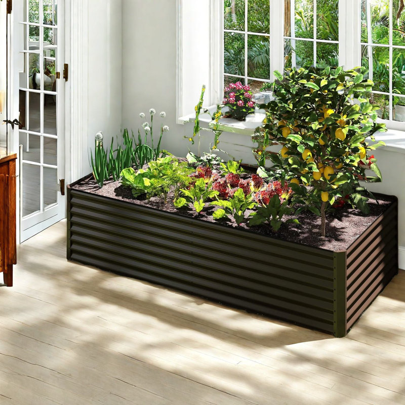 Spacieuses jardinières modernes en acier pour une utilisation extérieure polyvalente