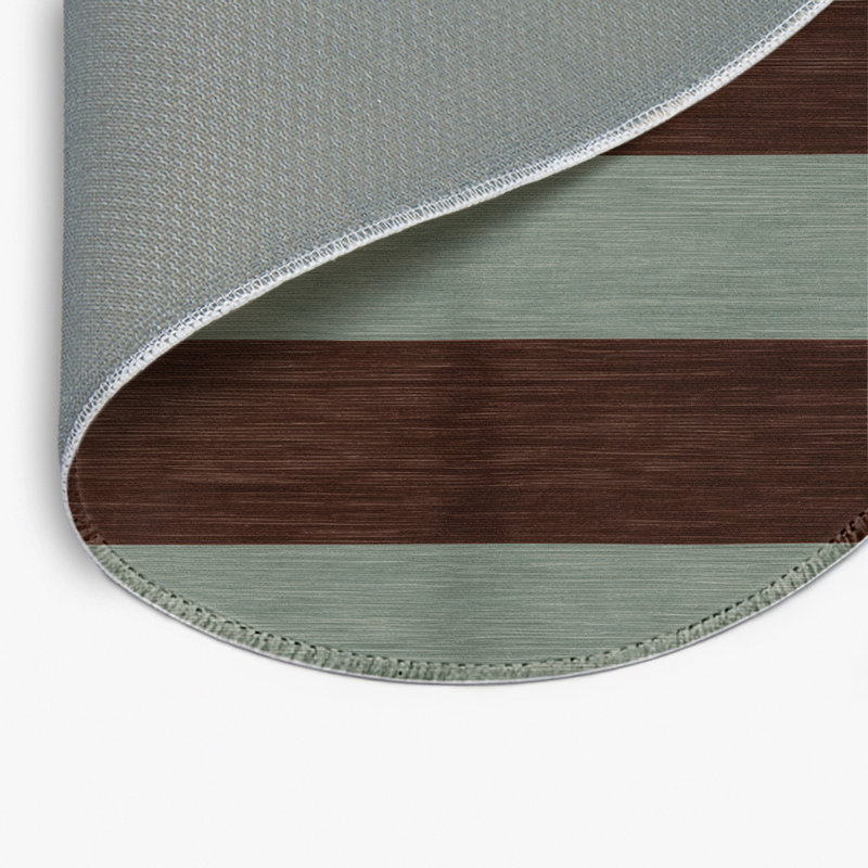 Tapis intérieur / extérieur brun HorizontalStripes, Rond 5 pi
