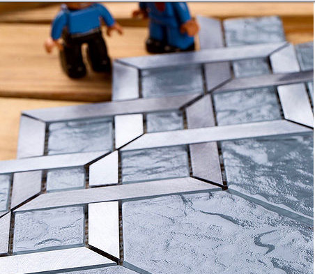 Hexa Random Sized Metal/Glass Novelty Mosaic Wall Tile, Gray/Silver
