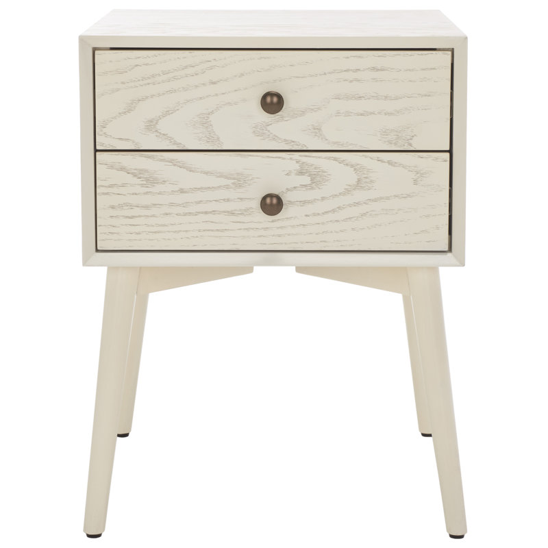 Table de chevet Karianna, Blanc délavé