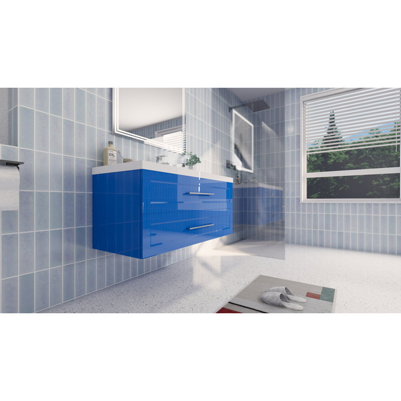 Ensemble de meuble-lavabo mural simple 47 "vicaro, Bleu clair