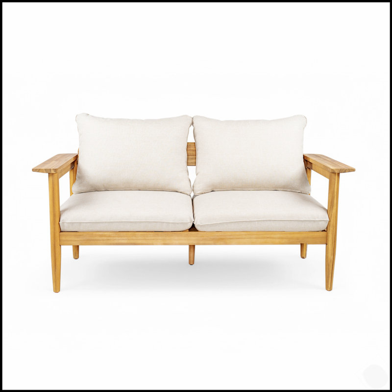 Terassi Outdoor Acacia Wood Loveseat With Durable Frame And Comfortable Cushions, Perfect For Patio And Balcony Relaxation.