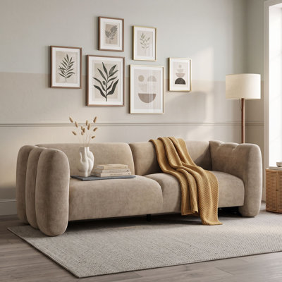 3-Seater Upholstered Sofa with Curved Design