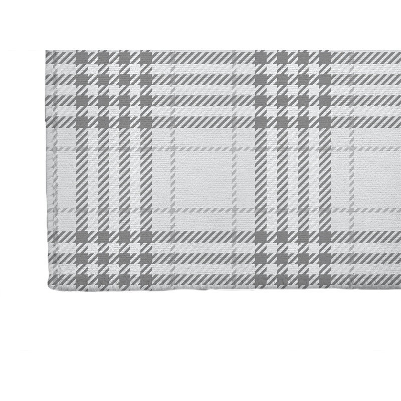 Plaid Indoor Doormat, 36" W x 60" L, Ivory