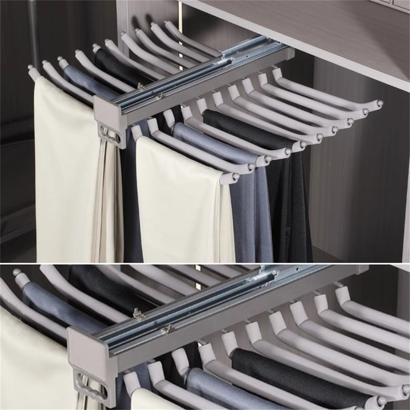 Maxhold Dual-Row Pull-Out Pants Rack, Grey