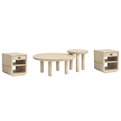 Regulski Nesting Caster Cocktail Table With 2 Chairside End Table