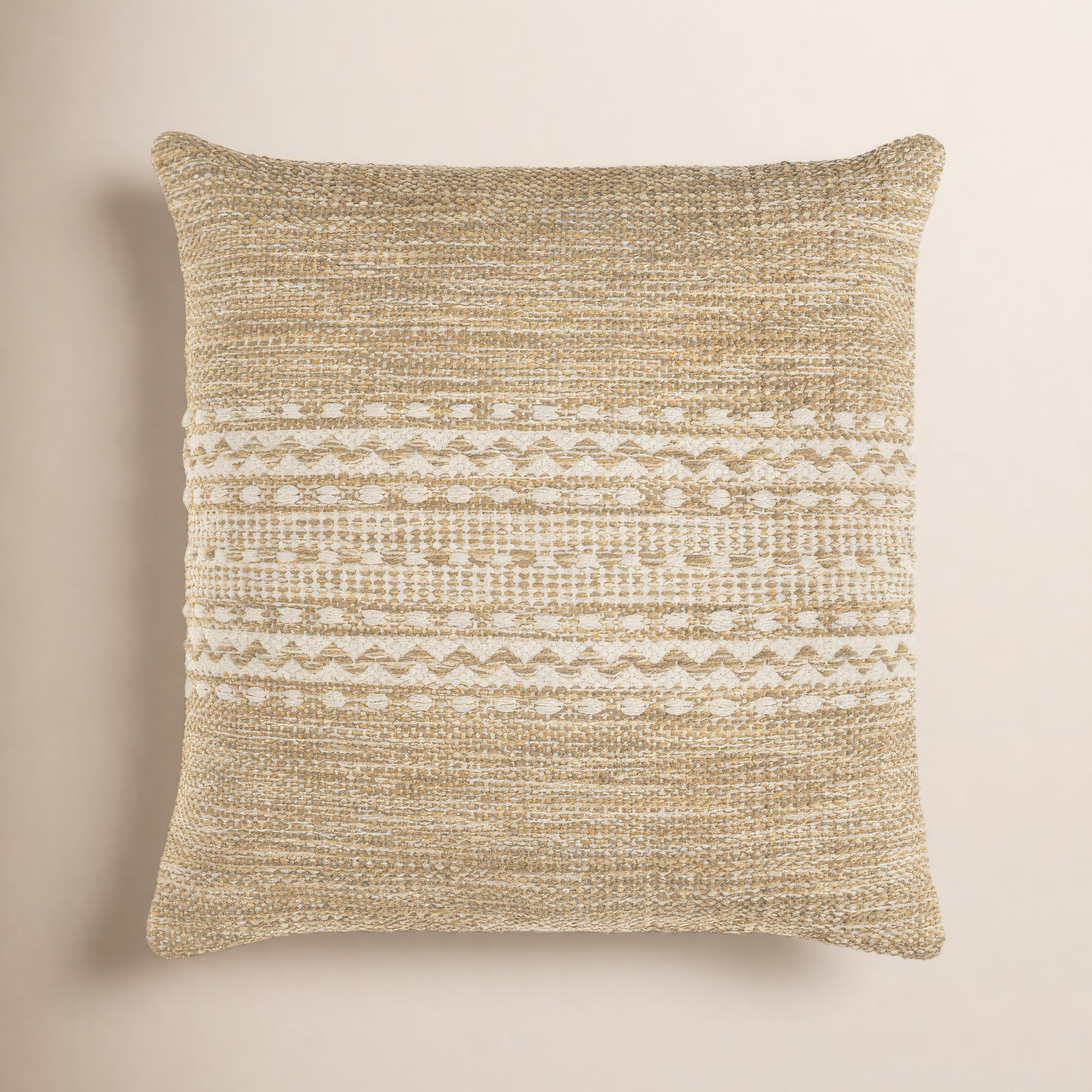 Julian Geometric Cotton Throw Pillow, Tan, Polyester/Polyfill, 20" x 20"
