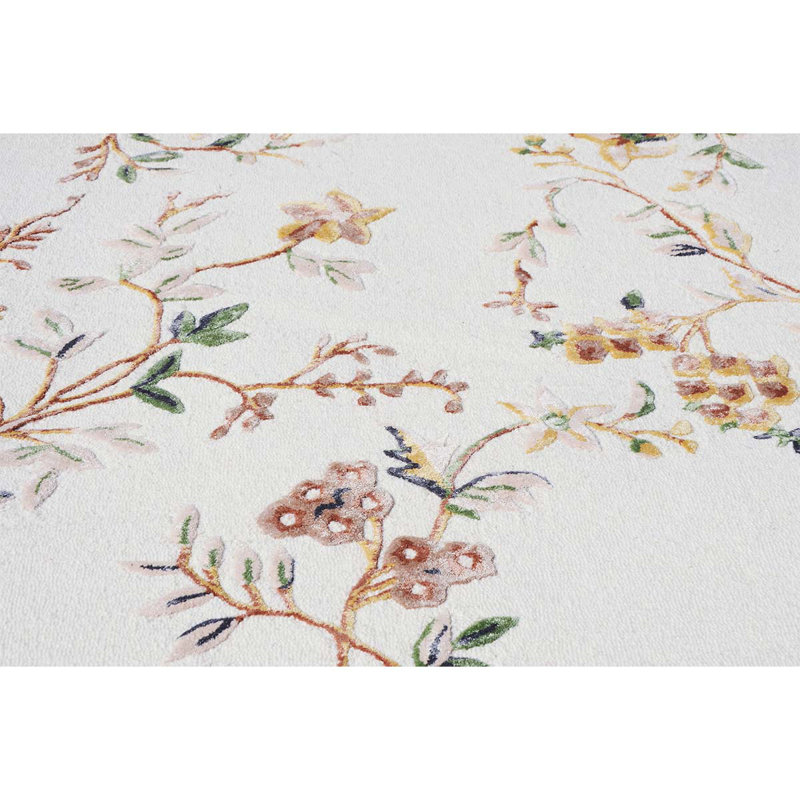 Floral Area Rug in Ivory, Rectangle 2' x 3'