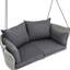 Balancelle de véranda avec cordes, chaise de 51,9 po imperméable et ensoleillée, siège à quincaillerie, matériau tissé noir, hauteur réglable confortable