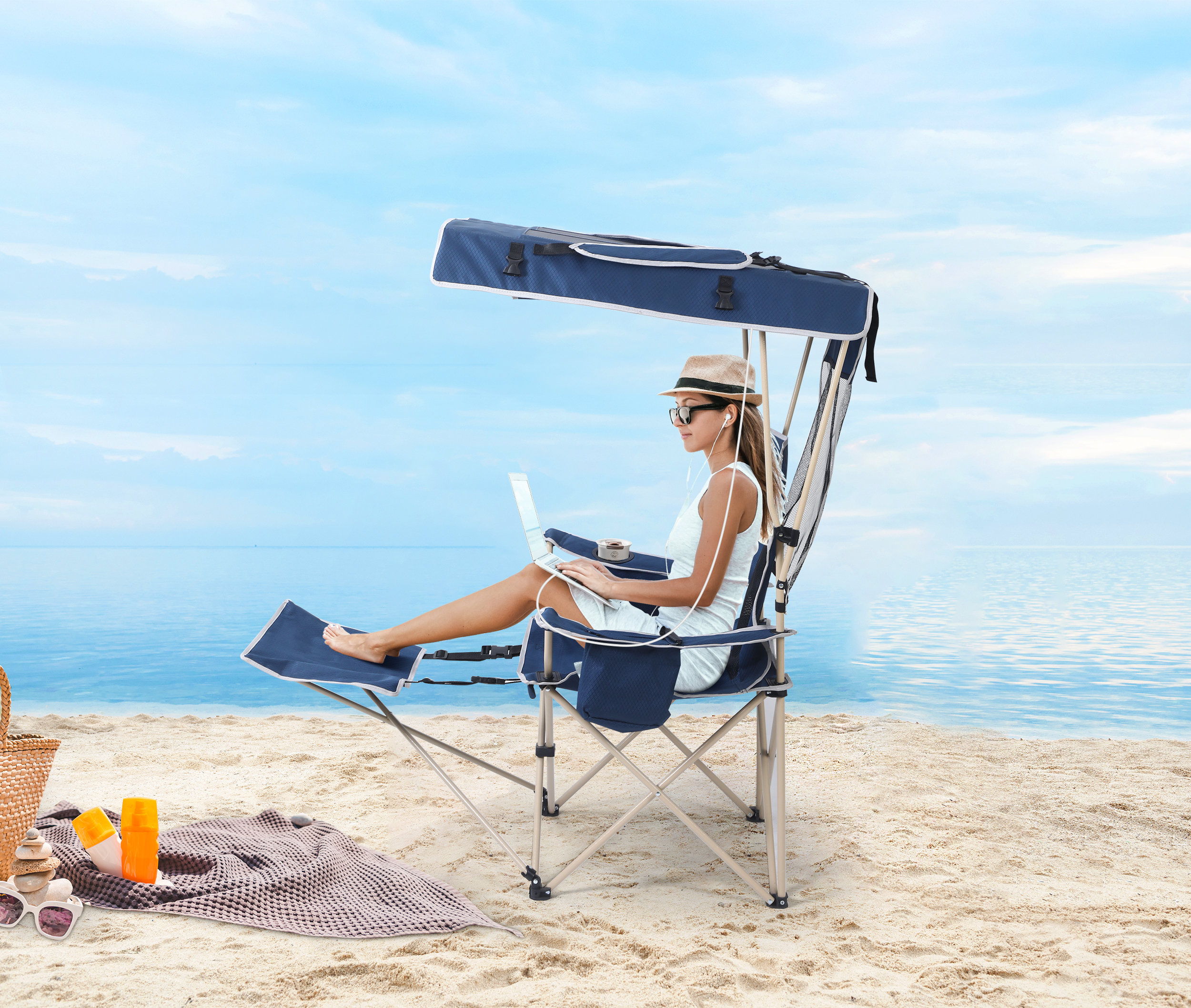 Arlmont Portable Outdoor Chair, Camping Chair, Chair with