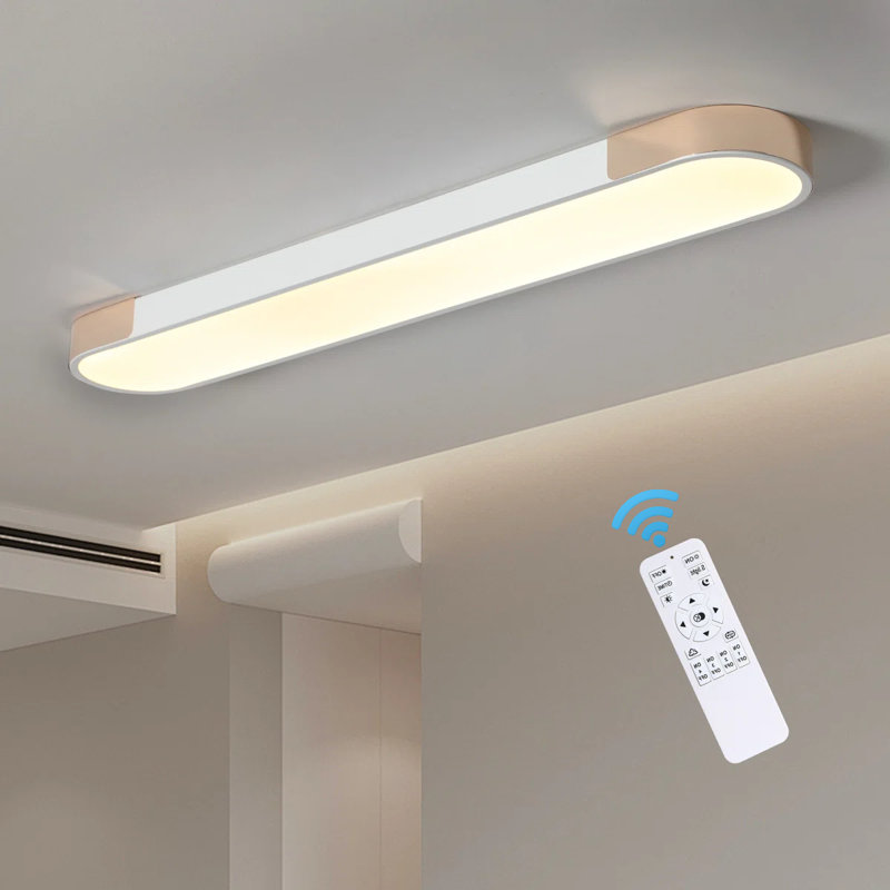 Masek 1 - Light 39.4" Rectangle LED Flush Mount, White/Gold