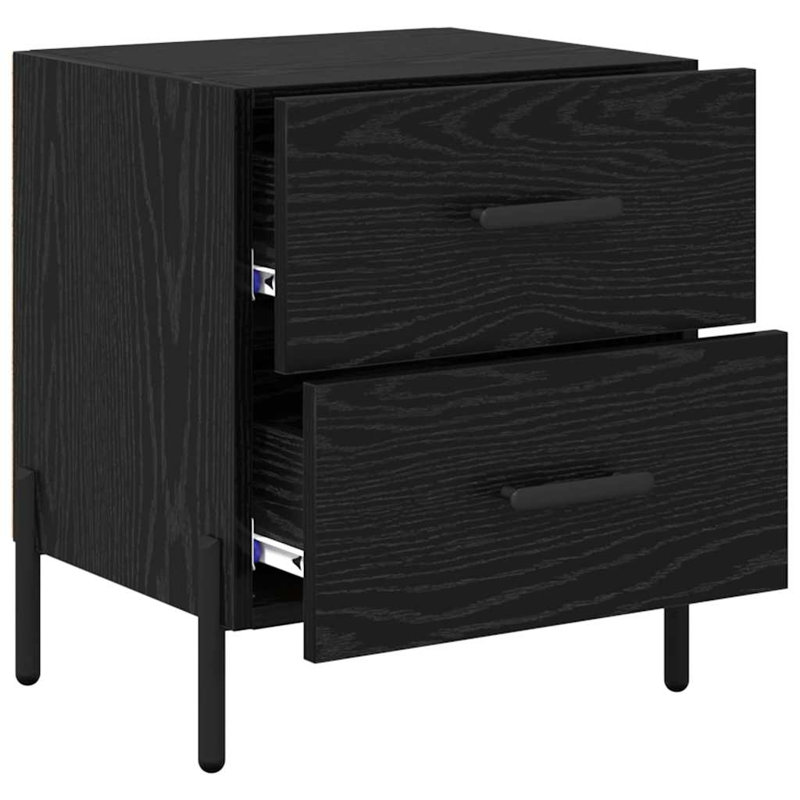 40cm W Manufactured Wood Bedside Table, Black Oak