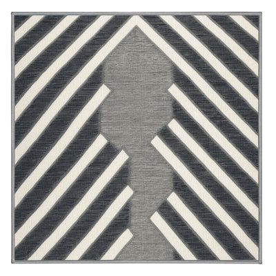 Washable Pearl Gray White Striped Area Rug