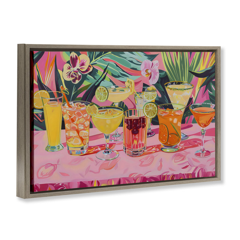 Cadre flottant tropical tropical rose cocktail, design par LSR Design Studio, H 21 po x l 31 po
