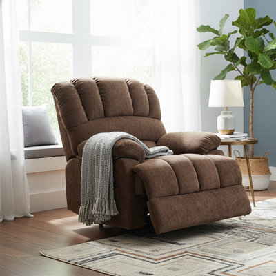 Large Size Power Chenille Upholstered Recliner Chair with Lift Base and Massage Heating Function