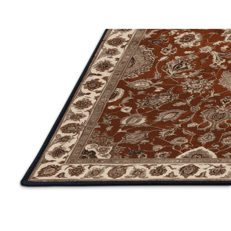 Tapis brun lavable à la machine, Rond 6 pi