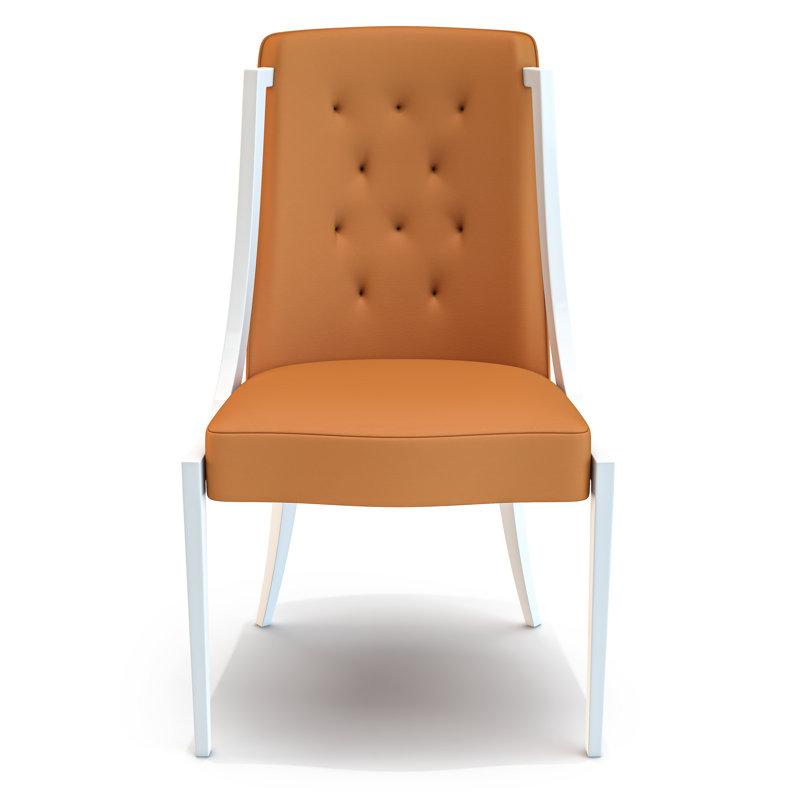 Volari Leather Dining Chair, Orange, Walnut
