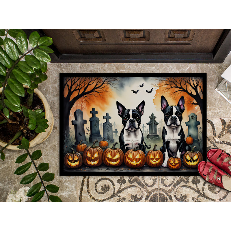Paillasson intérieur antidérapant Nyllah Boston Terrier Spooky 27 po x 18 po