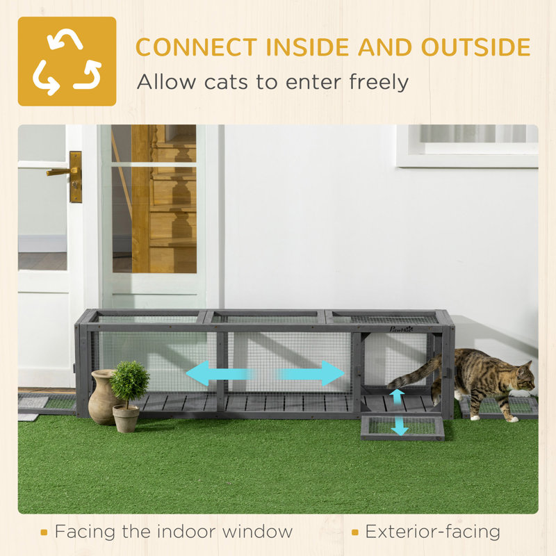 Tunnel d'extérieur pour chat avec design extensible, Gris