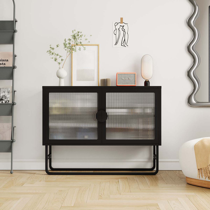 Jaimz 35.43'' Wide 1 - Shelf Storage Cabinet, Black