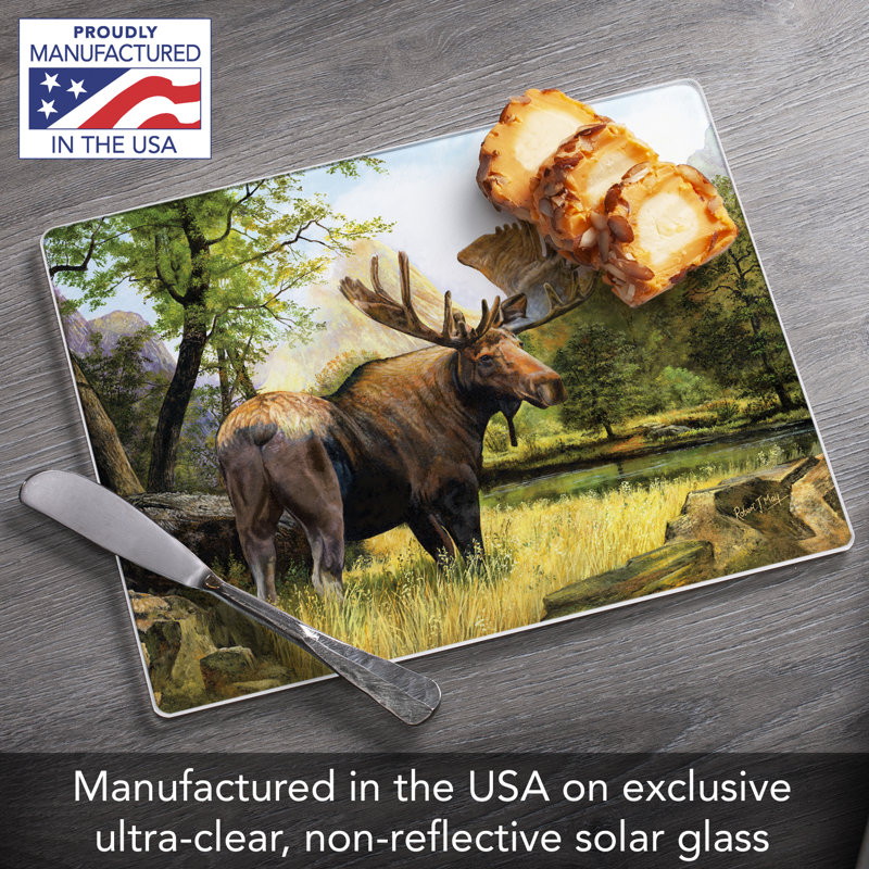 Tranquil Moose Tempered Glass Rectangular Cutting Board