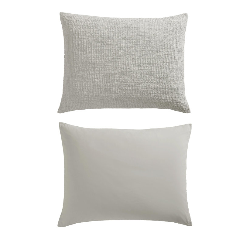 Vera Wang Puckered Texture Cotton Bedding Set, King Duvet Cover+ 2 King Pillow Shams